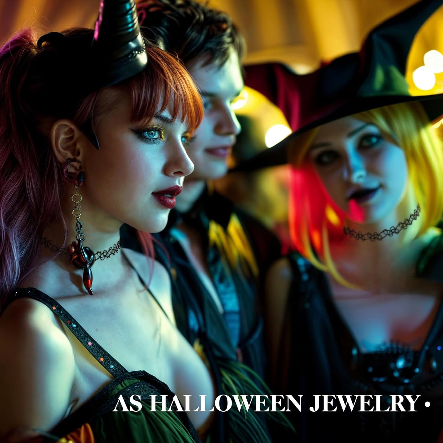 100 Pcs Gothic Tattoo Chokers Necklace Lace Chokers 90s Accessories Jewelry Adjustable Elastic Necklace for Women Parties Rock Concerts Beachwear Halloween - Image 5