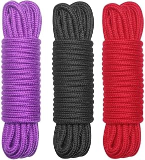 EYLEER 32 Feet Soft Durable Skin Friendly Cotton Silk Rope Cord for Cosplay DIY Craft All Purpose,Pack of 3 (Multicolors)
