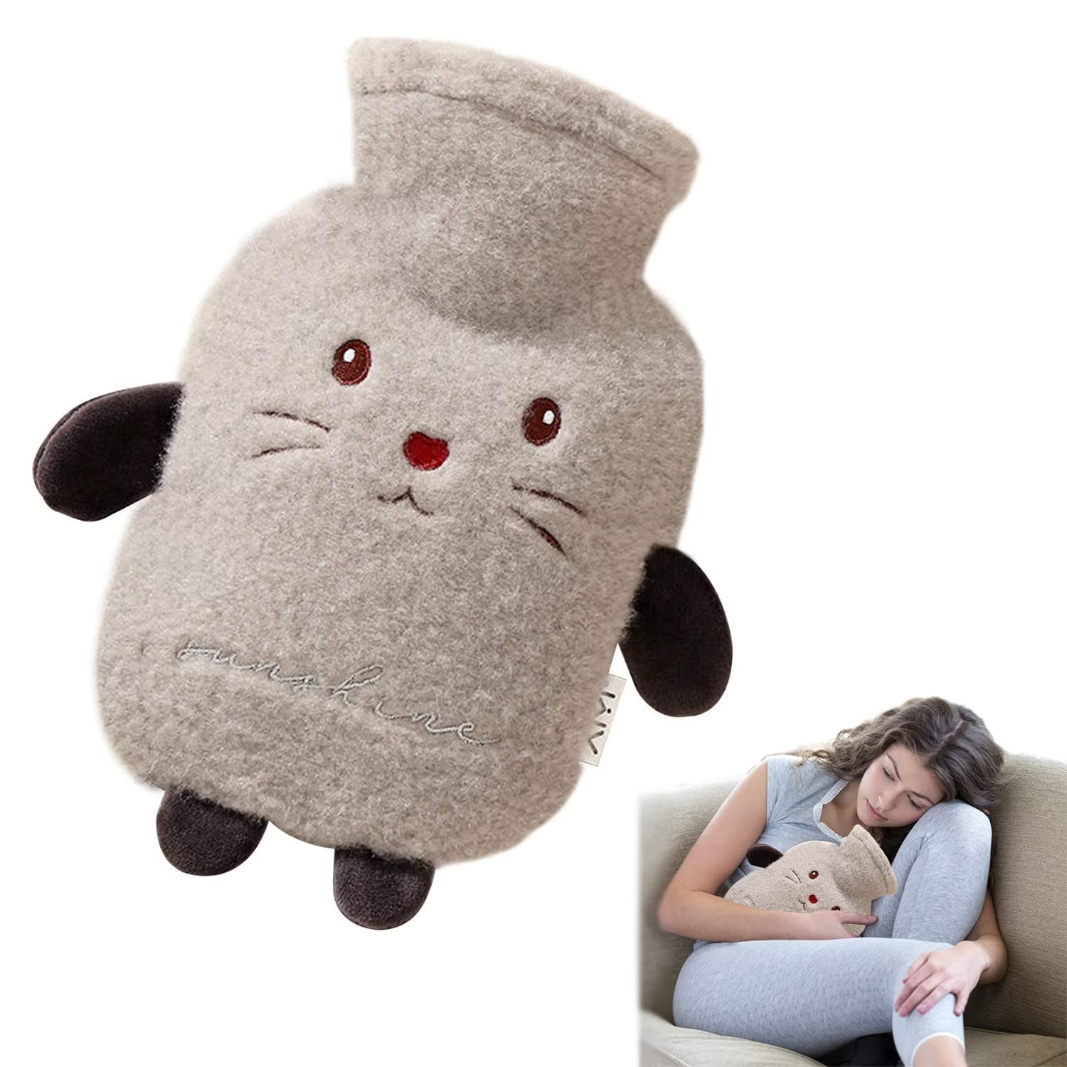 Sponsored Ad – Azonee Hot Water Bottle Set with Cover 1L Soft Fluff Small Hot Water Bottle Washable Lamb Wool Hot Water Bag for Back Neck Waist Legs,Children Baby Adult The Best Winter Gifts (Gray)
