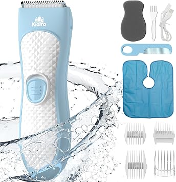 KIDIRA Baby Hair Clippers Quiet Hair Trimmer for Kids Toddler | Silent Hair Clippers for Children with Autism, Ceramic Blade Haircut Kit, IPX7 Waterproof, Rechargeable Cordless
