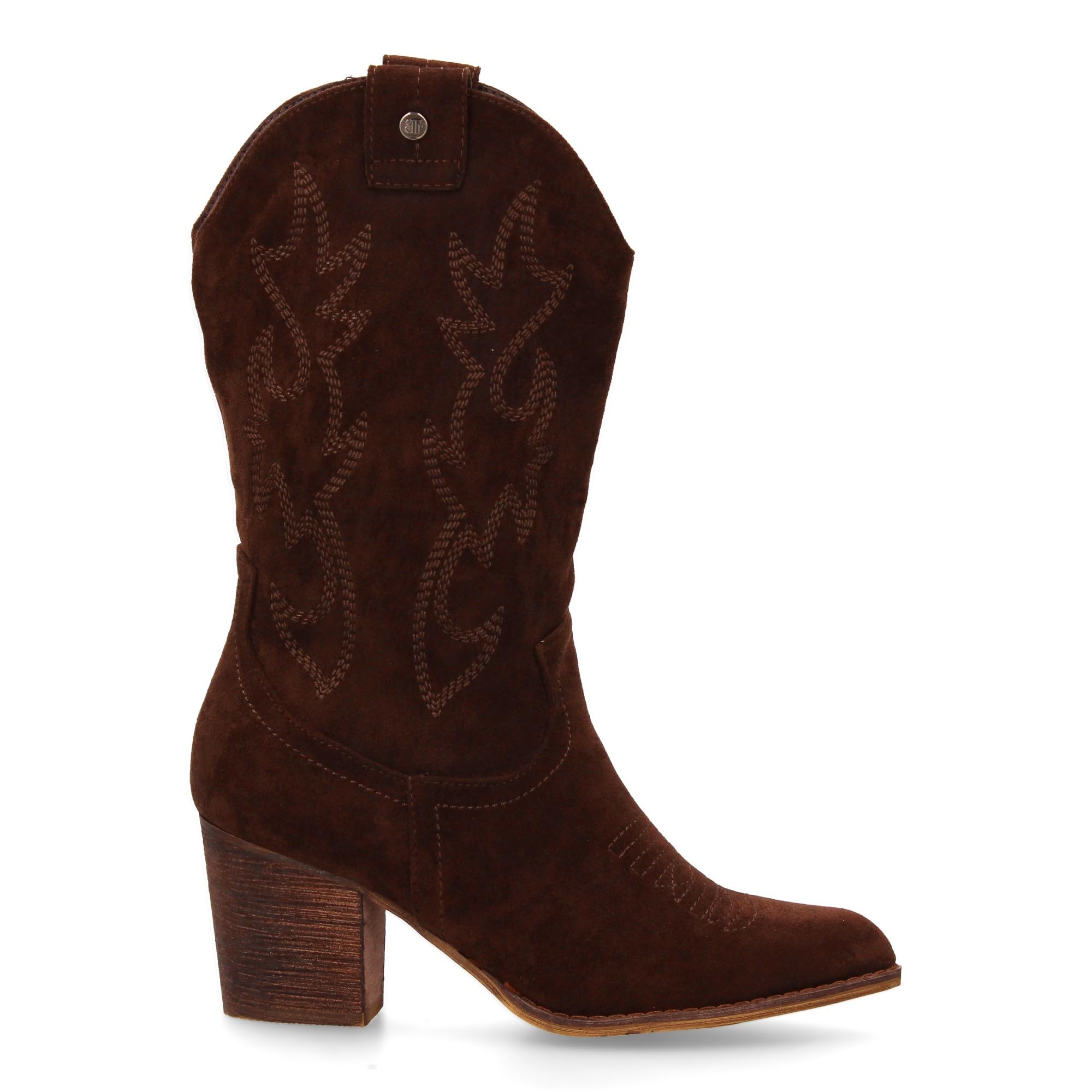 Bota Campera con Tacon, Comodas, Bordado en Cana y Empeine, Estilo Vaquero Cierre de Cremallera, Ideales Otono Invierno