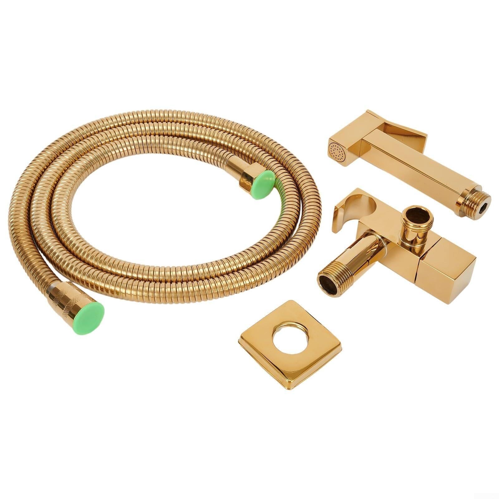 Rubinetto Lavabo Bidet a Parete in Ottone con Igienica Doccia WC Cromato | Doccetta WC in ottone massiccio, doccetta igienica con valvola fredda, facile installazione a parete, pressione potente.(Oro)