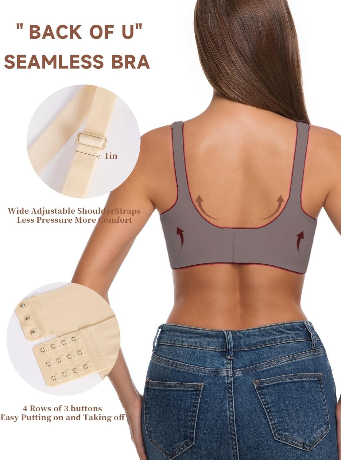 Jelly Bras for Women Comfortable Seamless Full-Coverage Wireless Bra, Jelly Wireless Push up Bra Womens Deep V Bras - Image 4