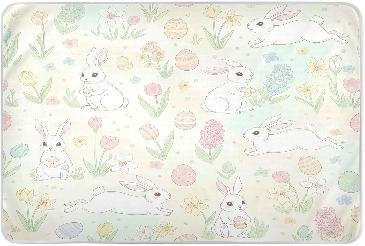 CEBUGI 34” x 52”Washable Underpads Heavy Absorbency Waterproof Incontinence Bed Pads Easter Rabbit Eggs Pee Pads for Adults Kids and Baby