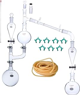 Laboy Glass Steam Apparatus Kit with Biomass Flask Essential Oil Extraction Maker Organic Chemistry Lab Glassware Equipment 25pcs