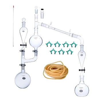 Laboy Glass Steam Apparatus Kit with Biomass Flask Essential Oil Extraction Maker Organic Chemistry Lab Glassware Equipment 25pcs