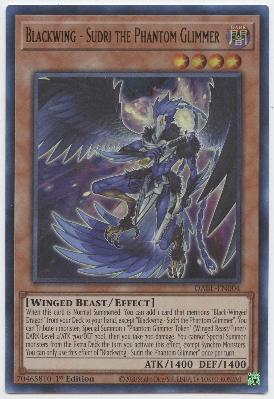 Blackwing - Sudri The Phantom Glimmer - DABL-EN004 - Ultra Rare - 1st Edition