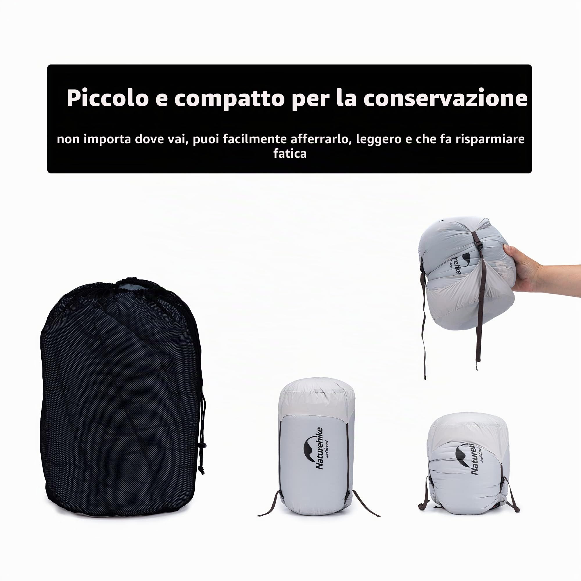 Naturehike Sacco a pelo in piuma ultraleggero – Compatto e portatile, modello a coperta (650 FP) – Sacco a pelo invernale 4 stagioni con ingombro ridotto, ideale per campeggio ed escursionismo