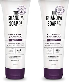The Grandpa Soap Company Claryfying Witch Hazel Shampoo - Removes Buildup, With Witch Hazel & Lavender Flower, For All Hair Types, Vegan, Sulfates and Parabens Free, 8 Fl Oz 2 Pack