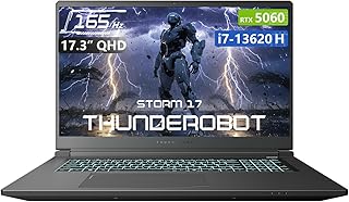 Thunderobot Storm 17 5060 Gaming Laptop, 17.3" QHD 165Hz 2K Display, Core i7-13620H, GeForce RTX 5060, 32GB DDR5 RAM, 2TB SSD, RGB Backlit Keyboard, Wi-Fi 6, Win11 Home