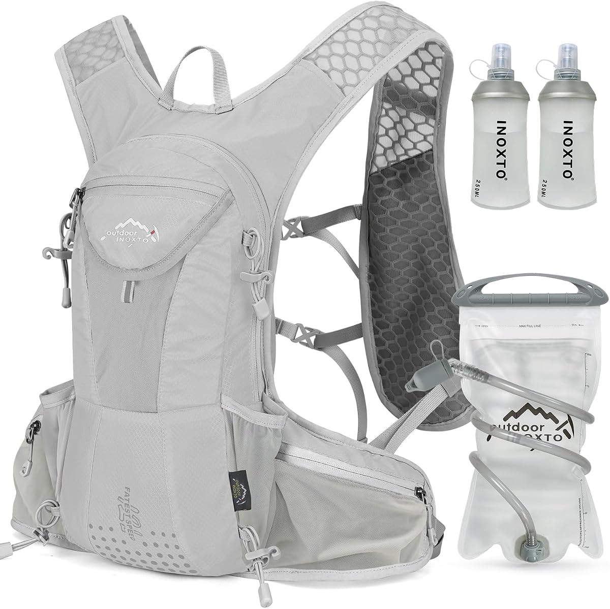 IX INOXTO Hydration Pack Backpack, Lightweight Water Backpack with 2L Hydration Bladder Daypack for Men Women,Running Hydration Vest for Trail Running Hiking Cycling Race Climbing