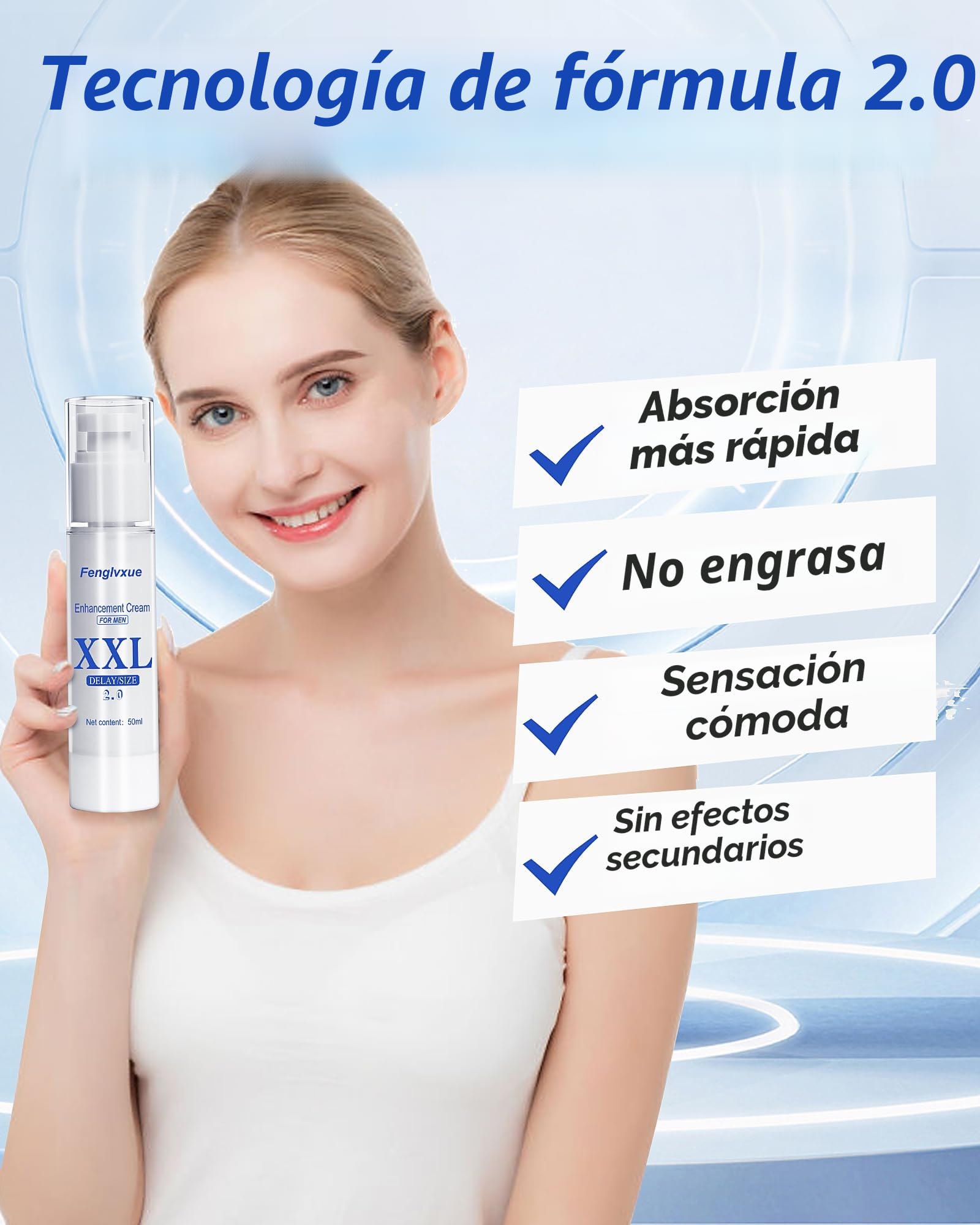 Crema de aumento masculino, crema de mejora masculina, tecnología de extracción vegetal 2.0, 50 ml