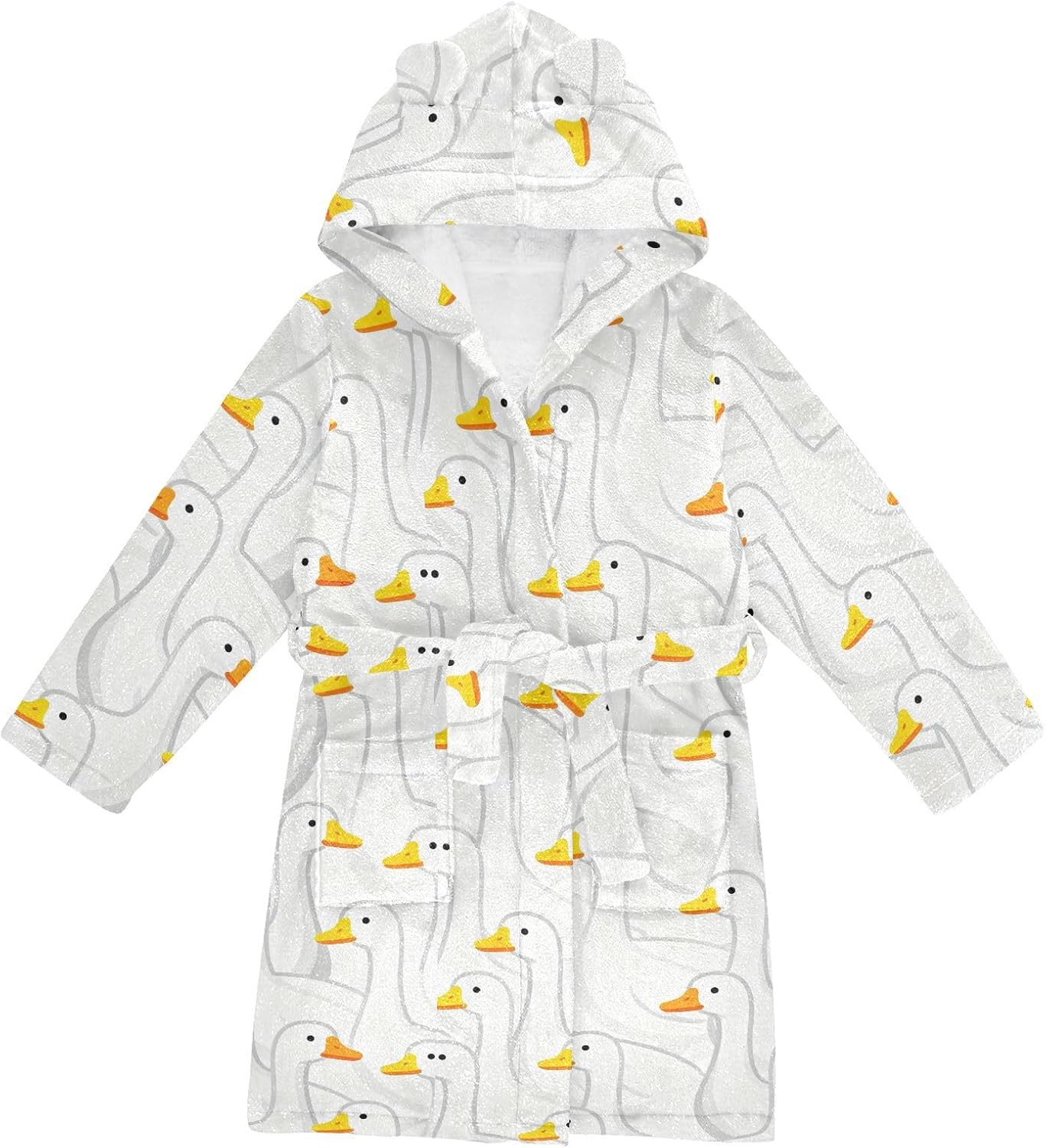 GuoChe Cute White gooses Hooded Pajama Robe For Girls