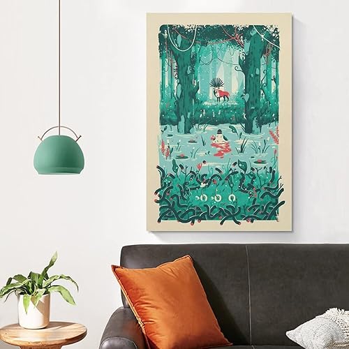 Miniatura 4 de FIU Póster de anime de princesa Mononok, pintura decorativa, lienzo, arte de pared, póster de sala de estar, dormitorio, pintura de 16 x 24 pulgadas