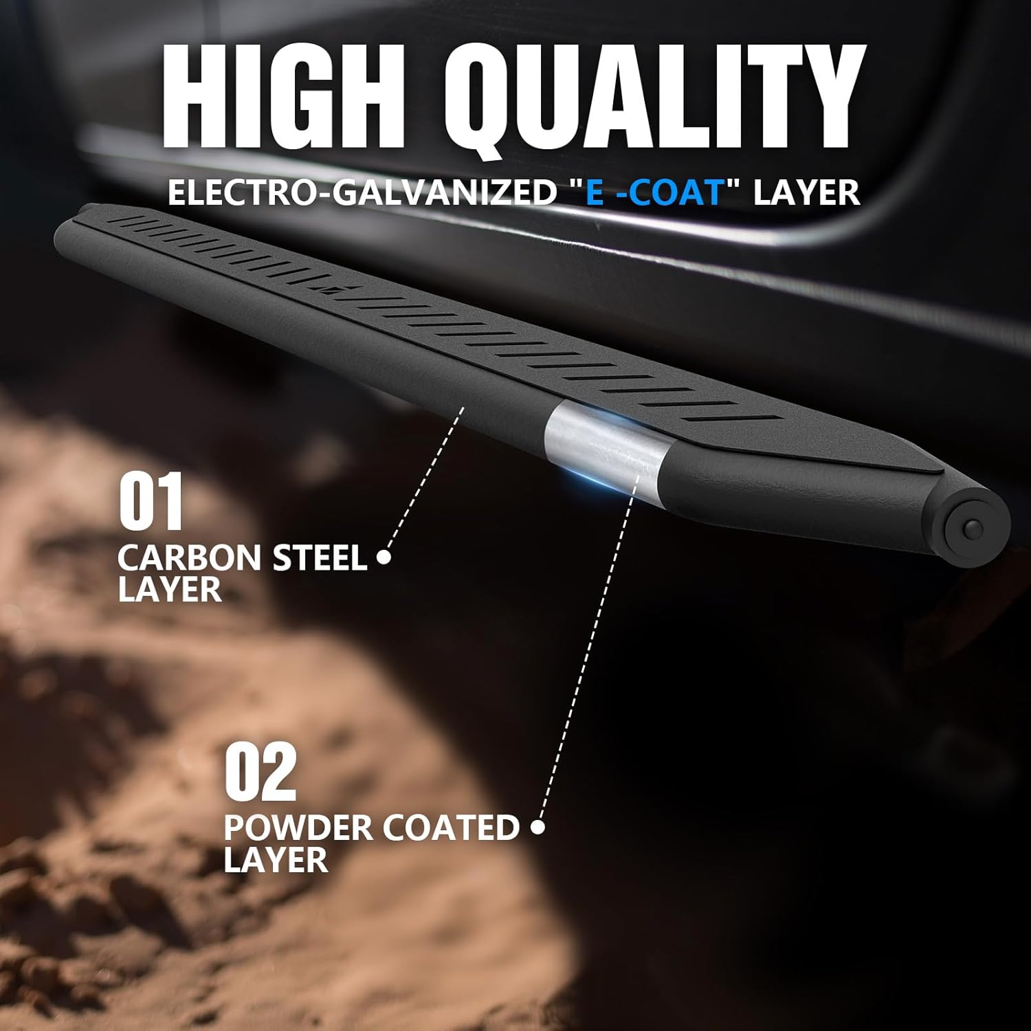 for Cybertruck Running Boards Side Steps Compatible with 2024 2025 2026 Tesla Cybertruck, Exterior Mounting Brackets Nerf Bars Step Rails Cybertruck Accessories(2PCS, Black)