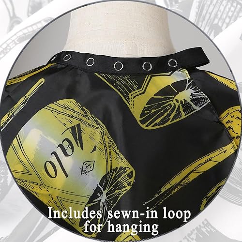 Miniatura 7 de Borogo Capa profesional de corte de pelo con cepillo para el cuello, capa de peluquería de peluquería, accesorios de peluquería a rayas amarillas