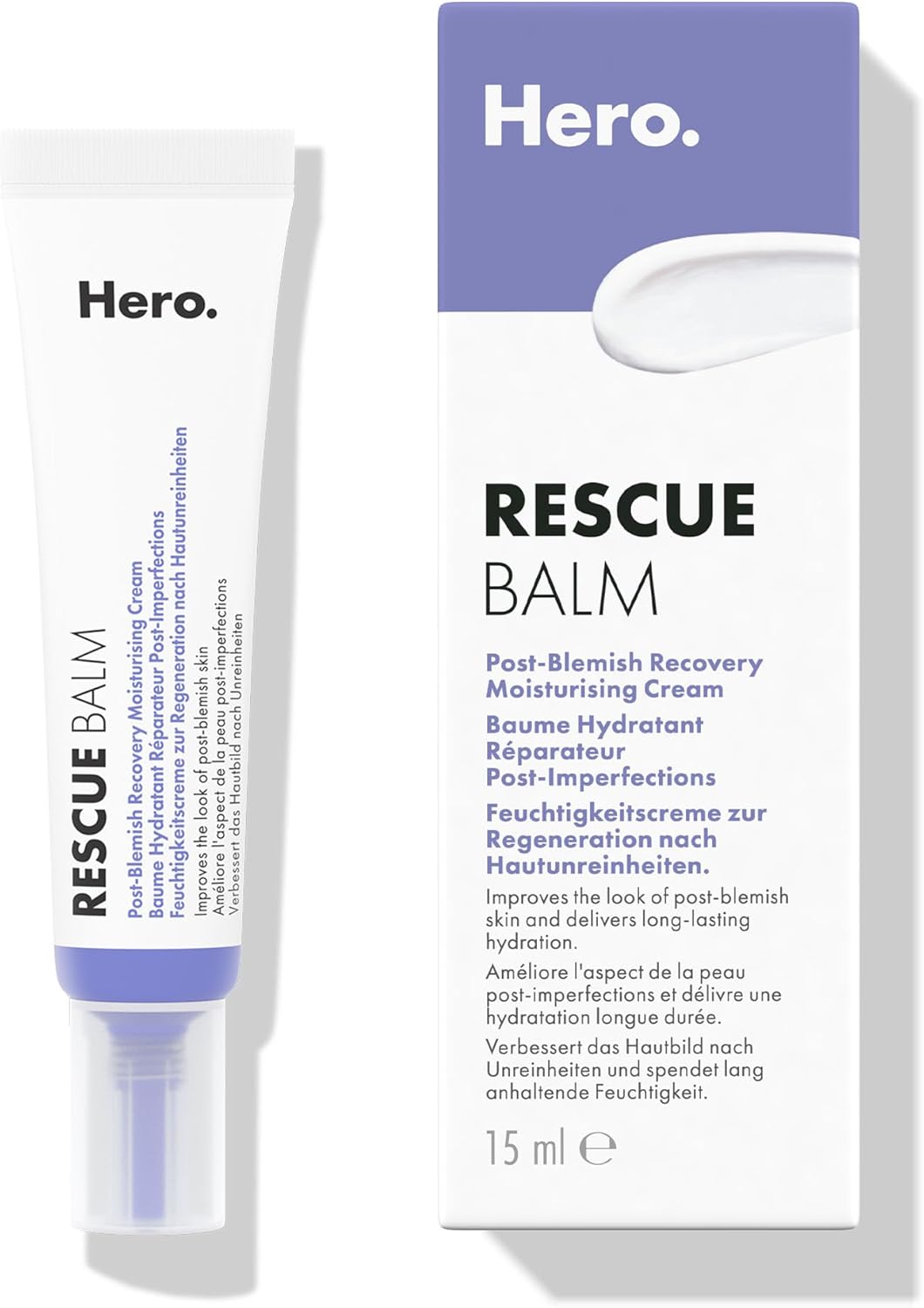 Hero Cosmetics – Rescue Balm Original – Baume Hydratant Réparateur Post-Imperfections – Améliore l&rsquo;apparence des marques de boutons – 15 mL