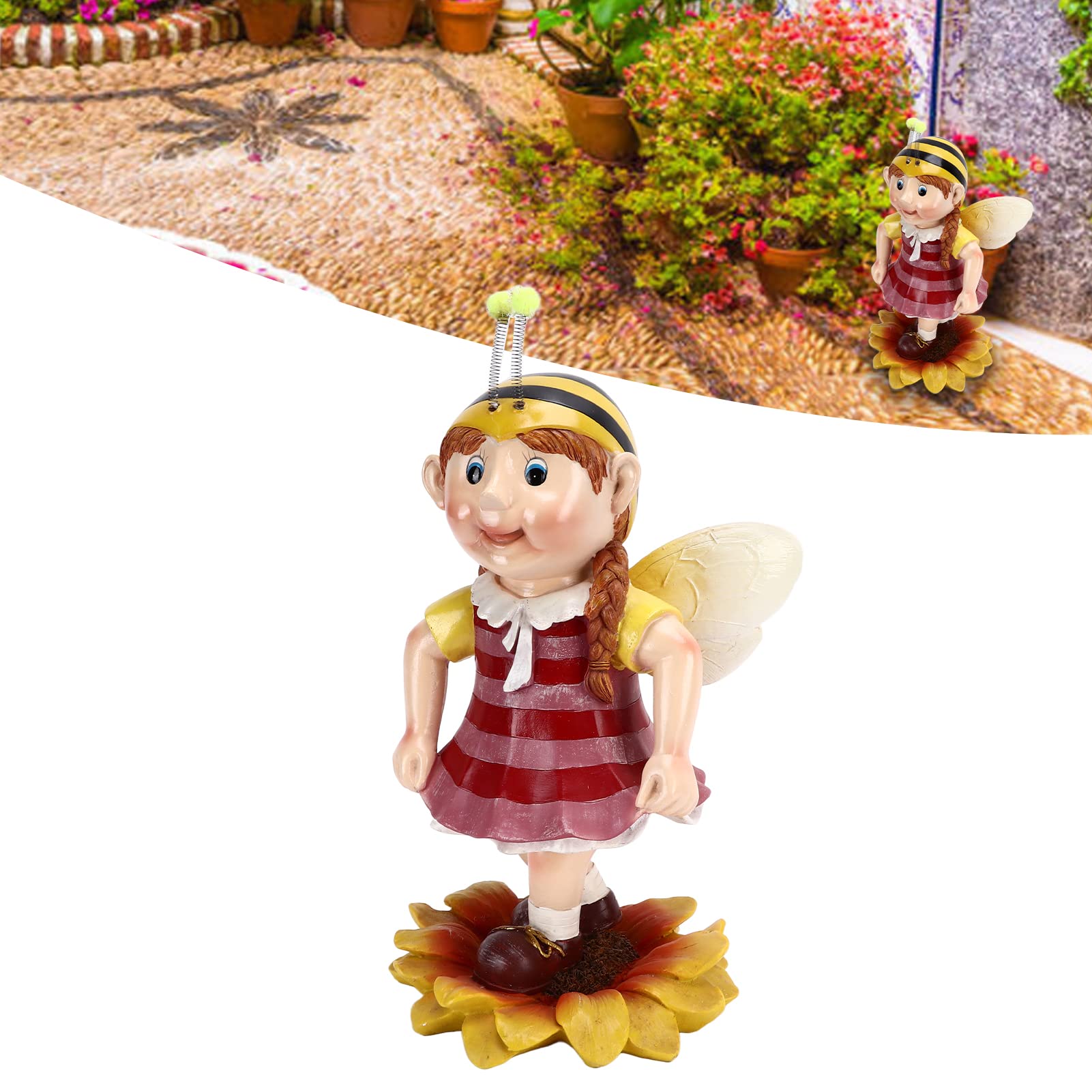 śliczna pszczoła posąg z żywicy wodoodporna dekoracja w stylu retro figurka zwierzątko rzemiosło do wewnątrz i na zewnątrz trawnik Patio dekoracja ogrodowa
