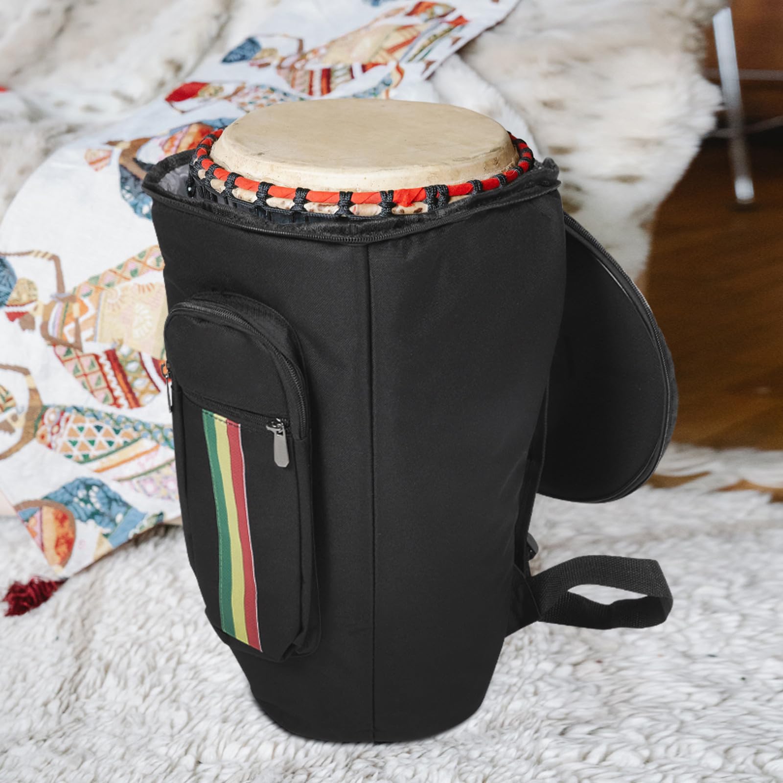 Borsa Porta-tamburi Africani 8-12 Pollici, Custodia | Oxford Cloth Nero, Tracolle a Spalla e Schiena, per Trasporto Comodo in Varie Occasioni