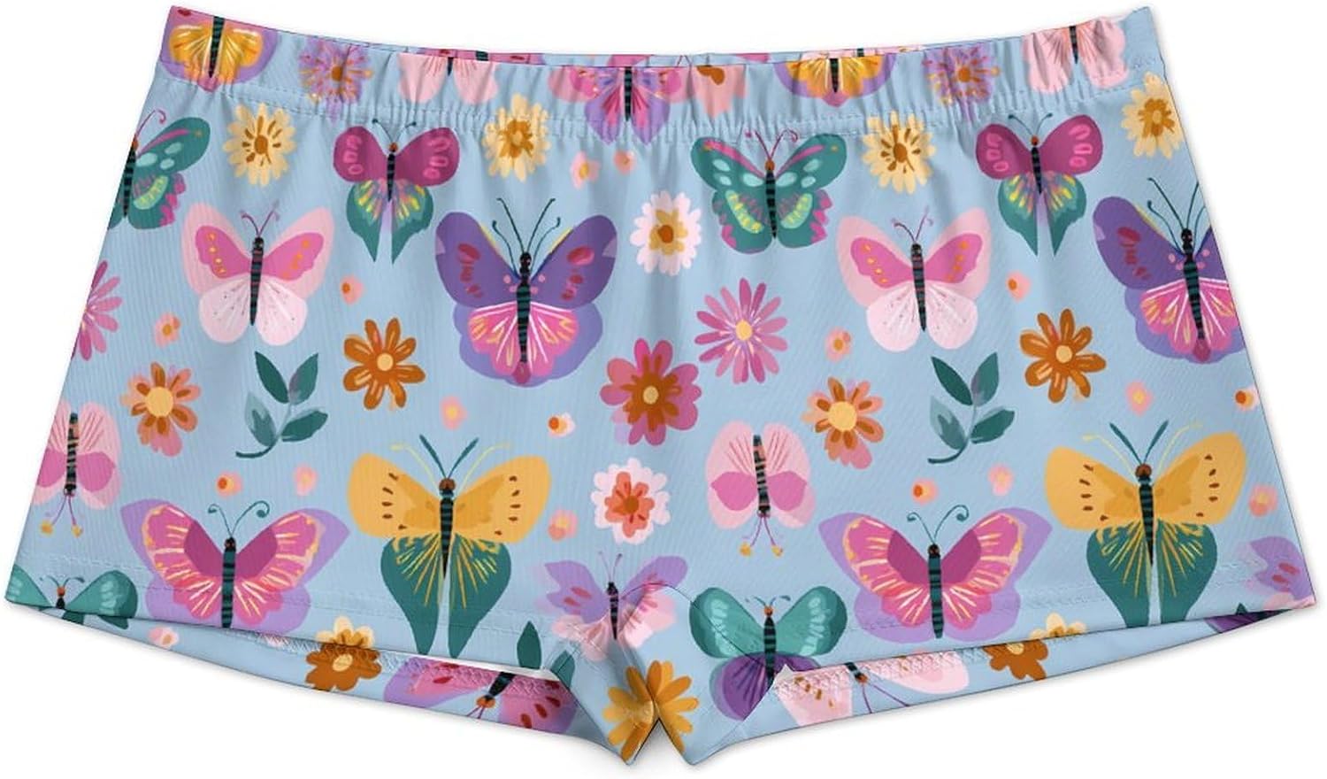 Colorful Butterfly And Floral Fashion Women's Boxer Briefs Breathable Underpants Trunks Stretch Underwear