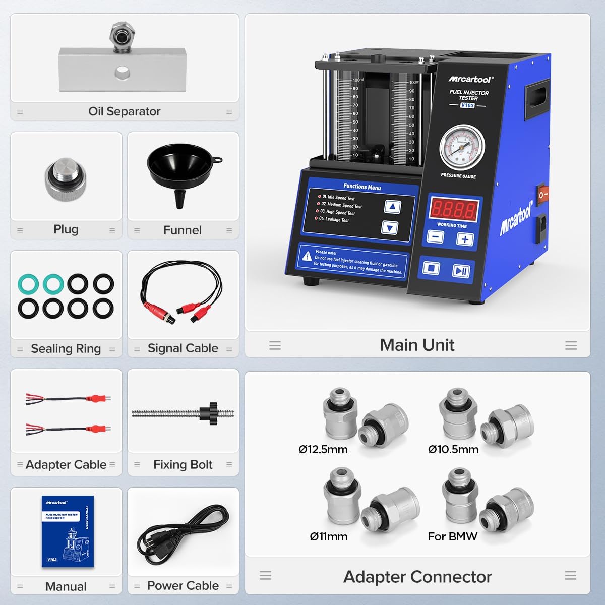 V103 Fuel Injector Tester Cleaner - Visualize Spray & Flow Rate Diagnosis