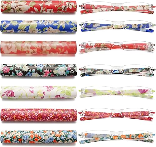 VEVESMUNDO Anteojos de lectura sin montura para mujer, diseño retro, con estuche floral