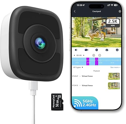 Cámara de ventana de 4MP 2.5K con visión nocturna a color, parche magnético integrado para colocación flexible, no requiere suscripción, grabación