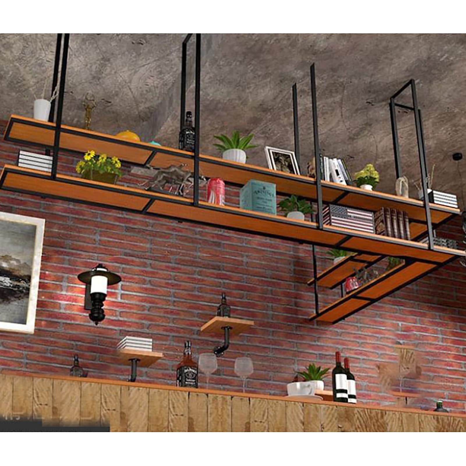Étagères de rangement de cuisine suspendues en fer style rustique