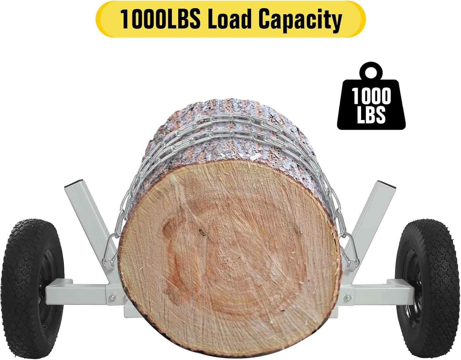 20" ATV Log Holder, 1000 lbs Capacity Heavy Duty Log Skidder with Chain for Farm and Commercial Wood Transport, Gray