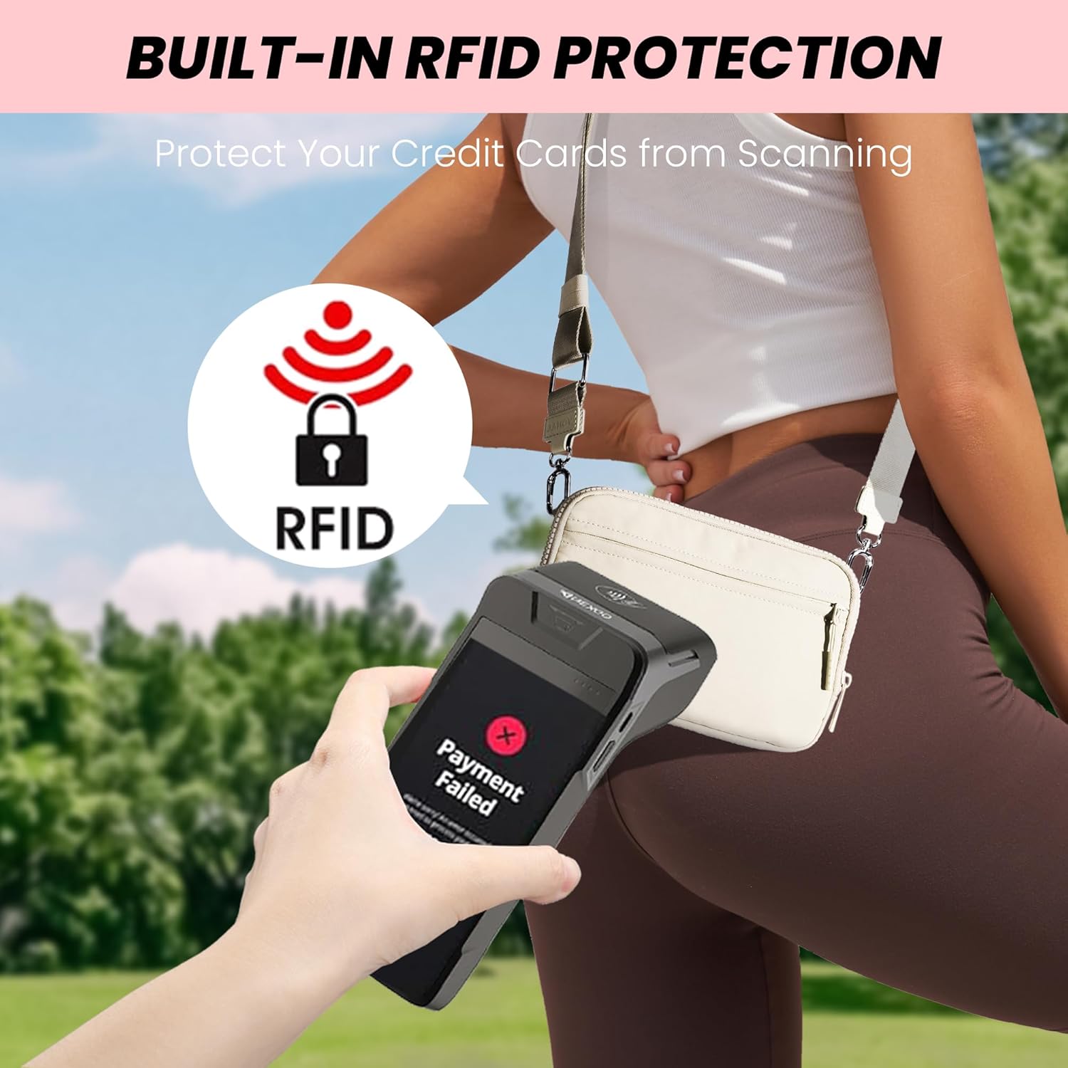 VONAL Wristlet Wallets for Women, RFID Wristlet Purse Built in Wallet, Small Nylon Crossbody Bags, Credit Card Holder - Image 3