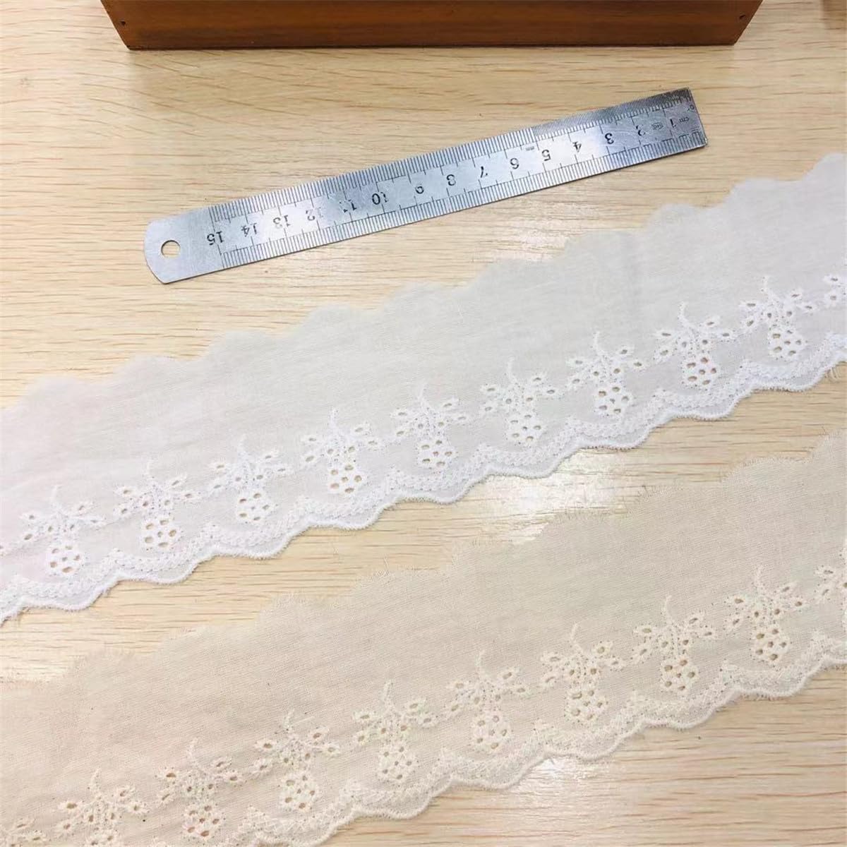 Ruban en dentelle en coton - 30 yards - 6 cm - Broderie - Ruban décoratif en dentelle jacquard - Pour couture, artisanat, mariage, fête - Blanc