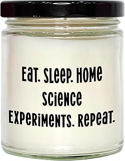 Home Science Experiments Gifts for Christmas - 9oz Vanilla Soy Candle, Eat. Sleep. Home Science Experiments. Repeat., Soy Wax Candle with Black Lid