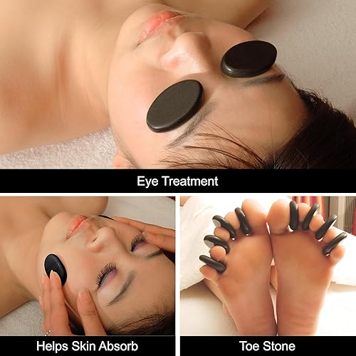 Miniatura 7 de Master Massage Toes Basalt Hot Stone Pack  Piedras faciales de belleza  Herramientas de calefacción para el cuidado de la piel  Juego de piedras de