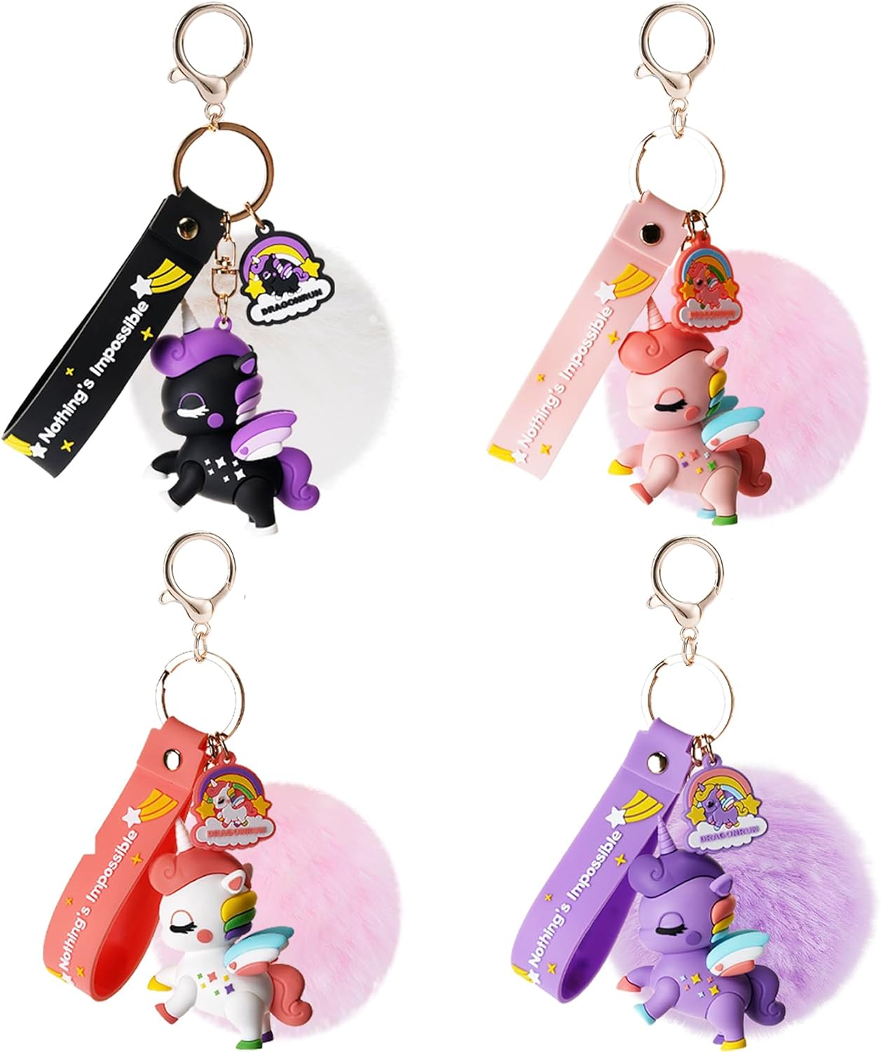 Cute Keychains for Women Girls Animal Keychain Rainbow Key Chain Accessories Backpack Purse Bag Bookbag Charms