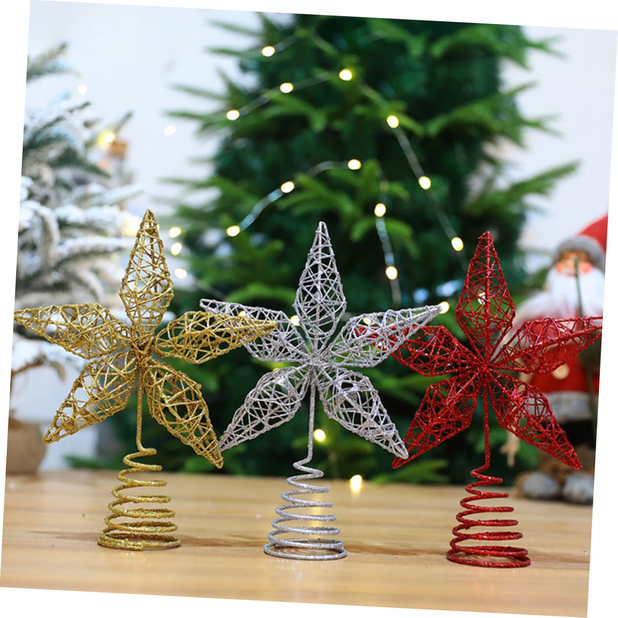 Topper per albero di Natale, Topper per albero con stella dorata glitterata con luci a LED per decorazioni per albero di Natale, 25 cm x 30 cm | Leroy Merlin