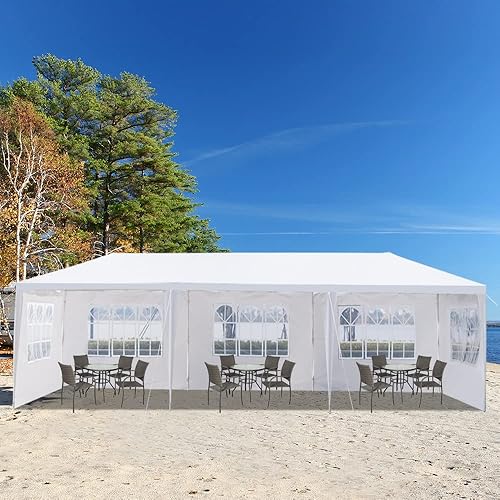 Tienda de campaña de 10 x 30 pies para eventos de boda al aire libre con 5 paredes laterales extraíbles, toldo grande, cenador resistente para