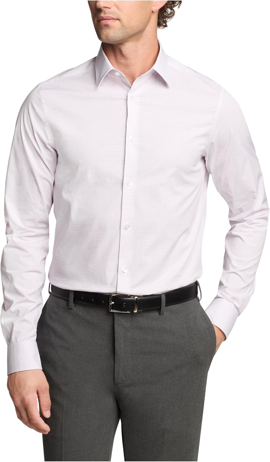 Calvin Klein Men's Dress Shirt Slim Fit Non Iron Stretch Check