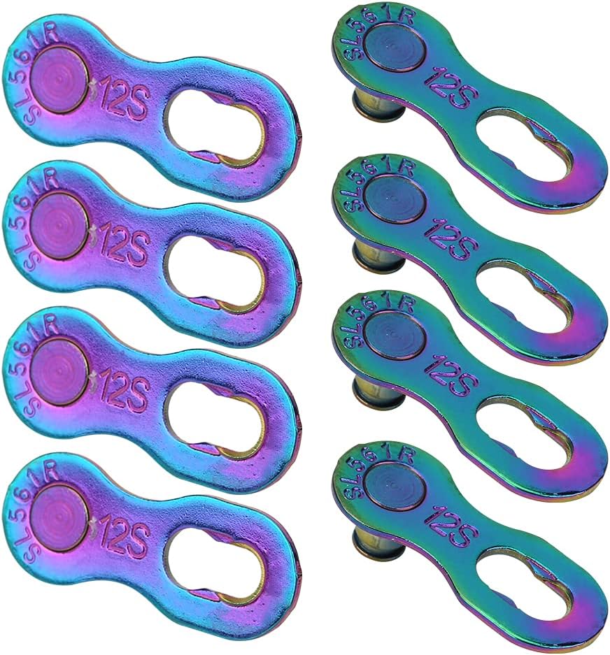 DiocheBicycle Chain Link, 12 Speed Split Links, 4Pair Steel Bike Bicycle 12Speed Chain Missing Link Connector Parts Cycling Accessory (Colorful)