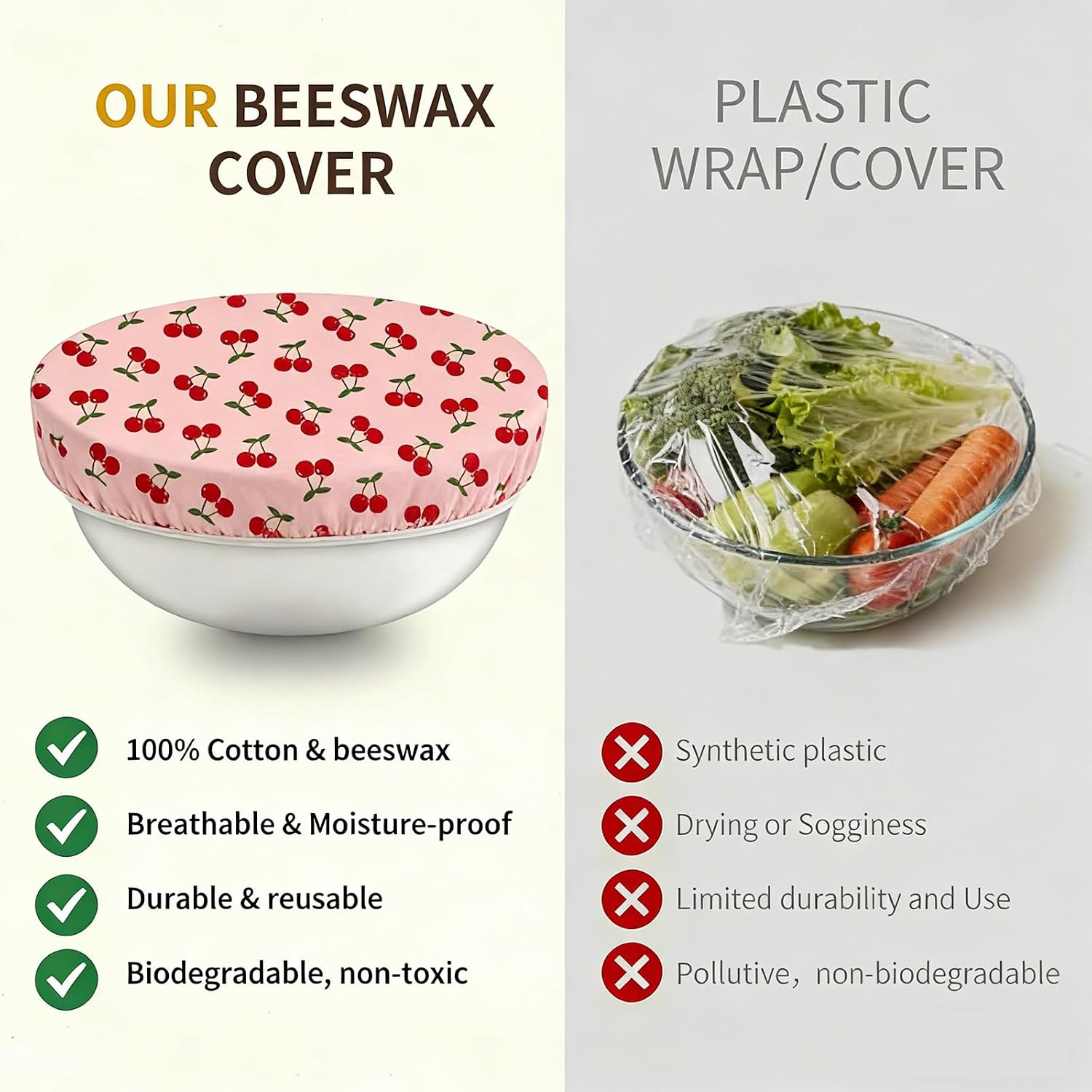 JarThenaAMCS 3Pcs Reusable Beeswax Bowl Cover for Bread Proofing Summer Fruit Stretch Cotton Cloth Bread Cover Blueberry Cherry Lemon Shower Cap for Kitchen Baking Sourdough Bread Accessories