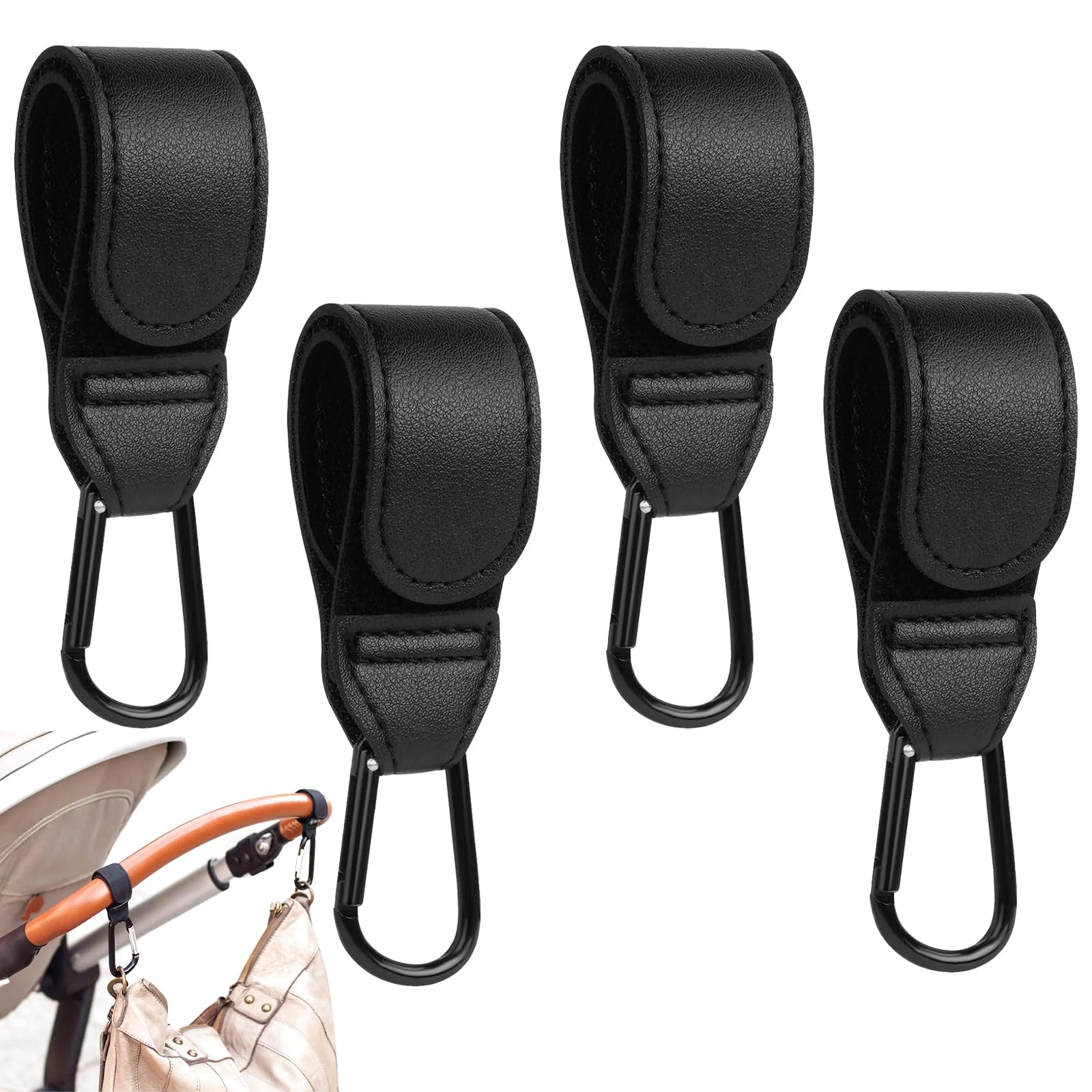 4Pcs Leather Buggy Clips, Universal Pram Hooks Pram Clips Pram Accessories