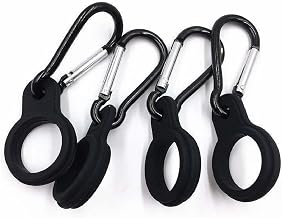 WeddHuis Set of 4 Bottle Cage with Carabiner, Water Bottle Buckle, Clip Hook, Keychain Cage for Camping, Suspendre (Black Polygonal)