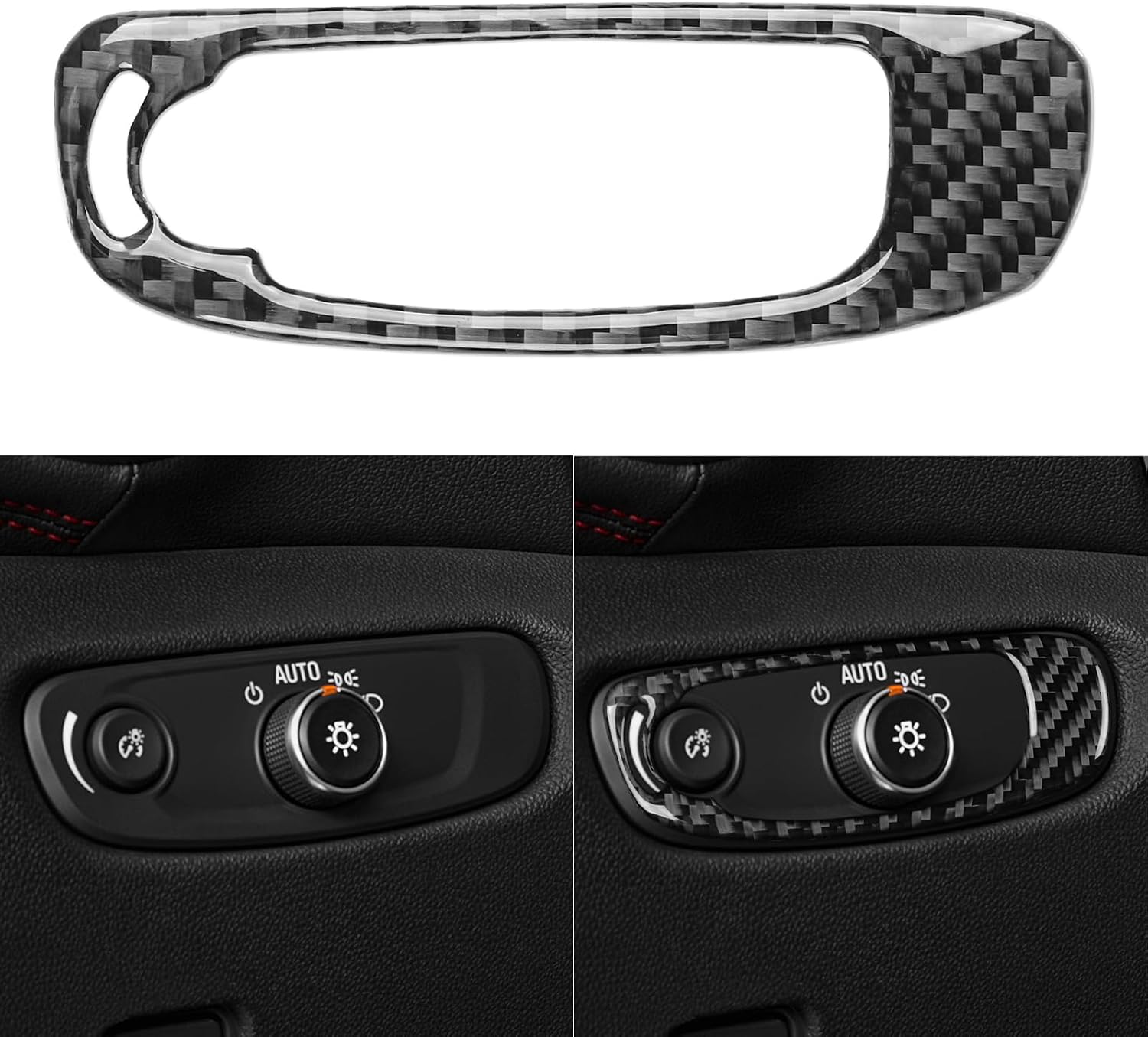Luxury Carbon Fiber Fit for Chevrolet/Chevy Blazer 2019-2025 2020 2021 2022 2023 2024 Accessories Car Headlight Switch Headlamp Control Button Frame Cover Interior Trim Sticker Decal Black -B