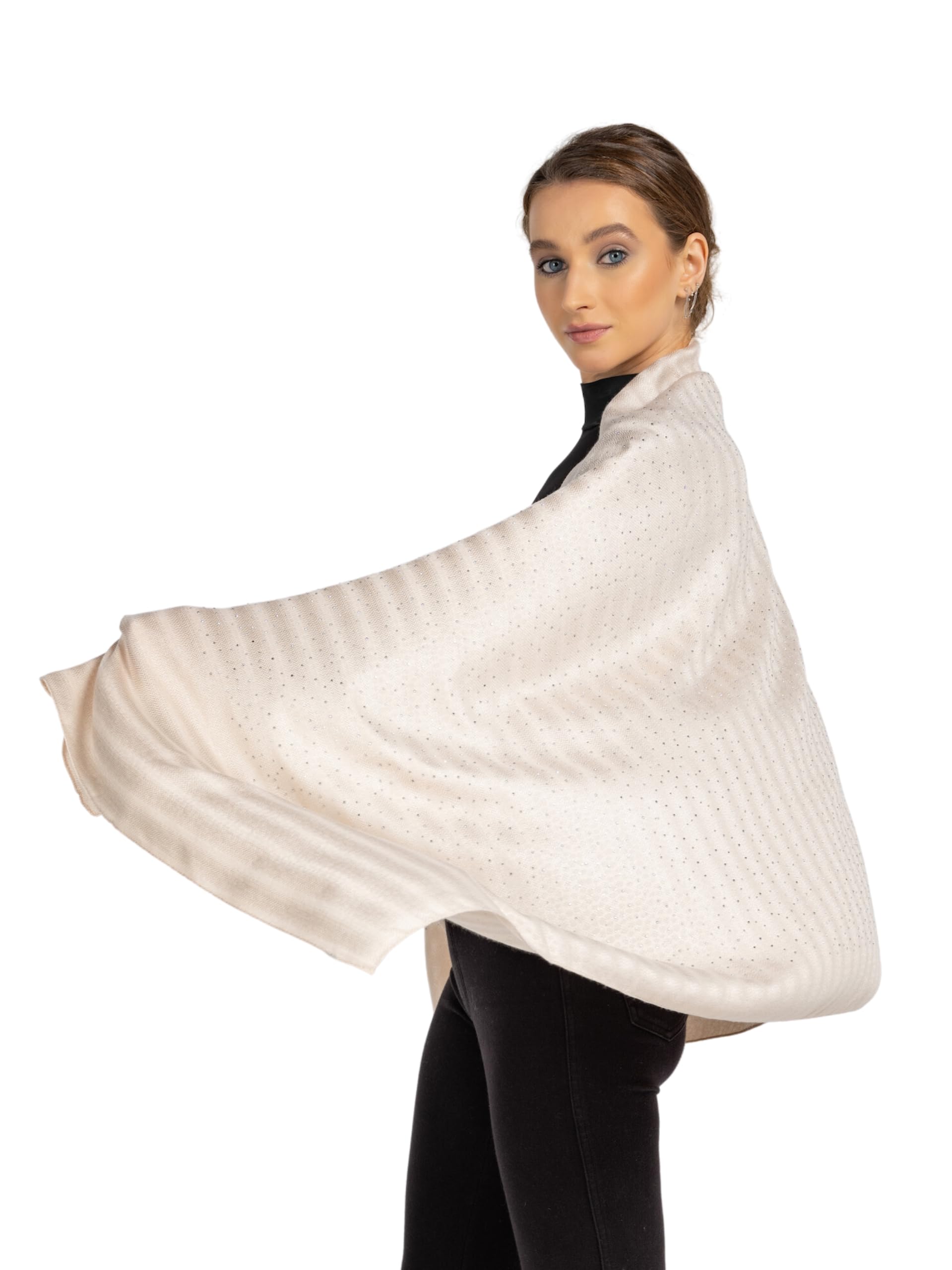 Envy Us BoutiqueEnvy Us Elegant Crystal Shawl, Scarf and Wraps for Evening Dresses, Cashmere-Blend Pashmina, Head Scarf, Hijab