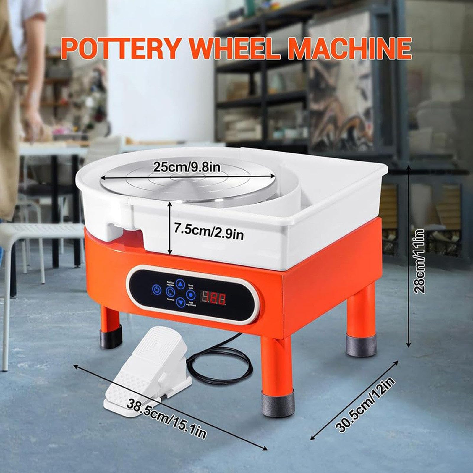 Electric Pottery Wheel,Ceramic Forming Machine,Detachable Basin,LCD Touch Screen,Forward Reverse Rotation,for Beginners
