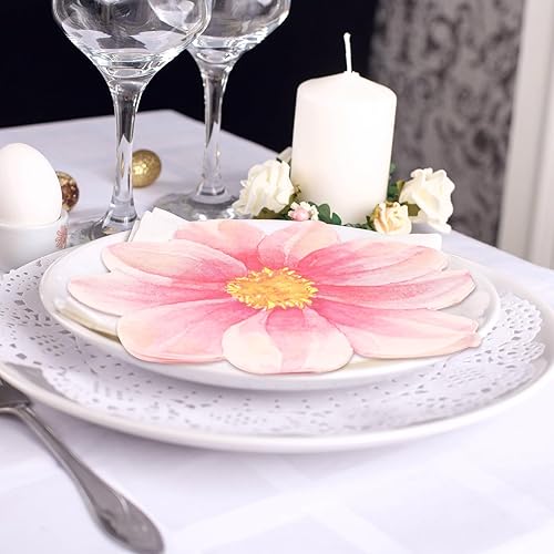 Miniatura 6 de Qilery 100 servilletas con forma floral desechables en forma de flor, servilletas de papel decorativas para novia, baby shower, boda, cumpleaños,