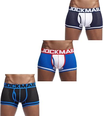 JOCKMAIL Mens Mesh Boxer Brief Underwear Mens Sport Performance Trunks Short Leg Boxer Briefs