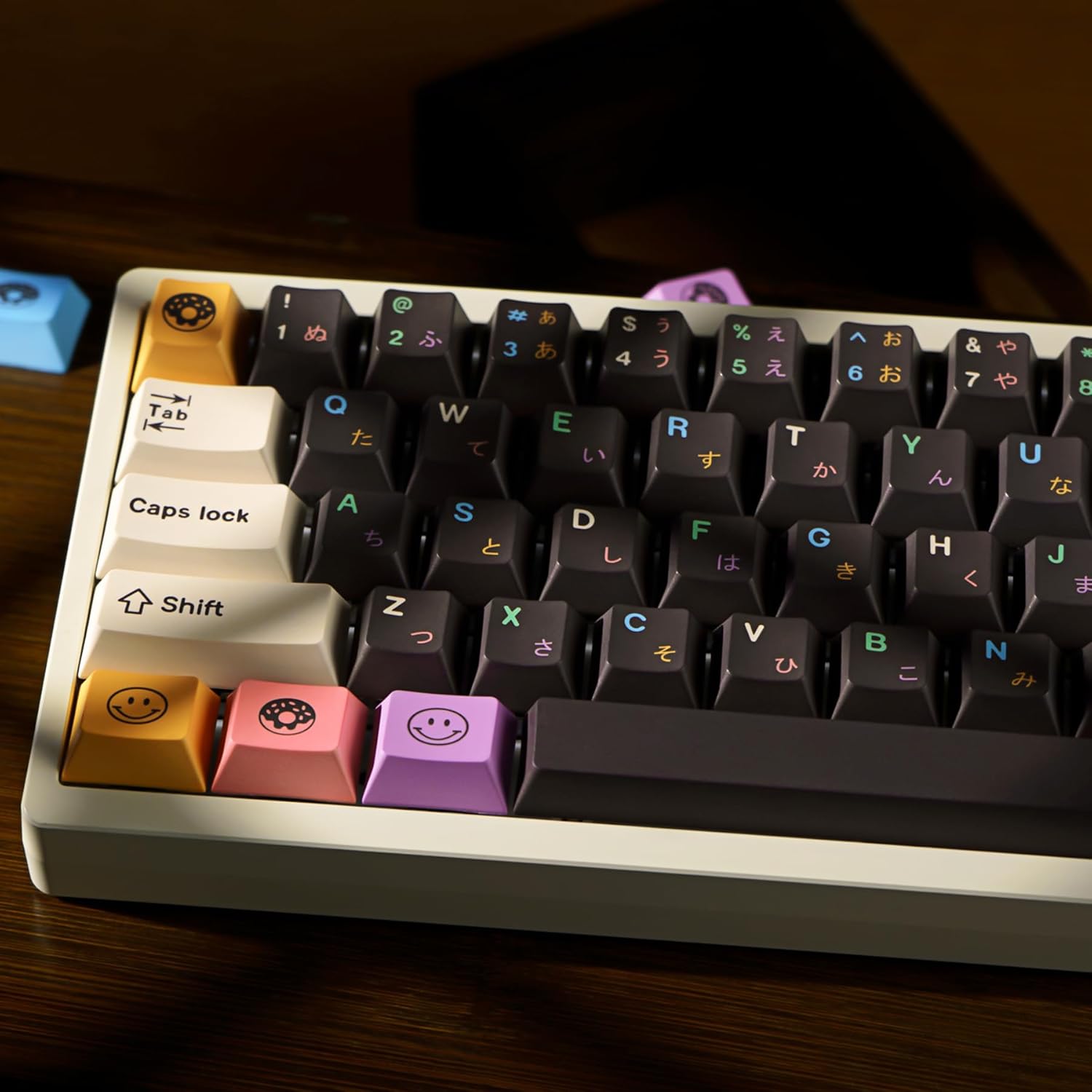 Cherry Profile PBT Keycap Set, Brown Japanese Keycaps, Dye Sublimation Custom Keyboard Caps for Mechanical Gaming Keyboard, 130 Keys