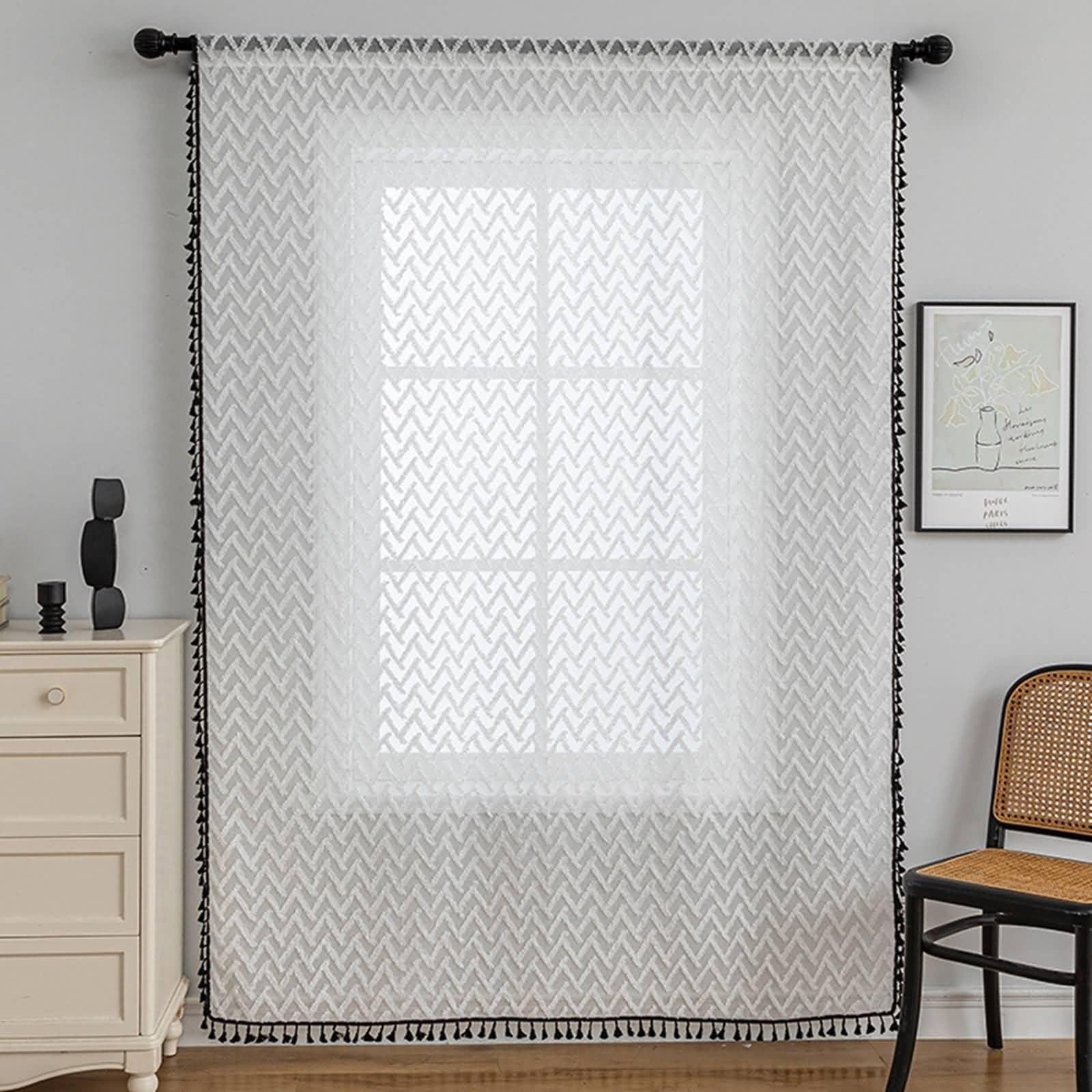 Voilage blanc salon contre le vis-à-vis, lot de 2 rideaux Beydodo 150x180cm