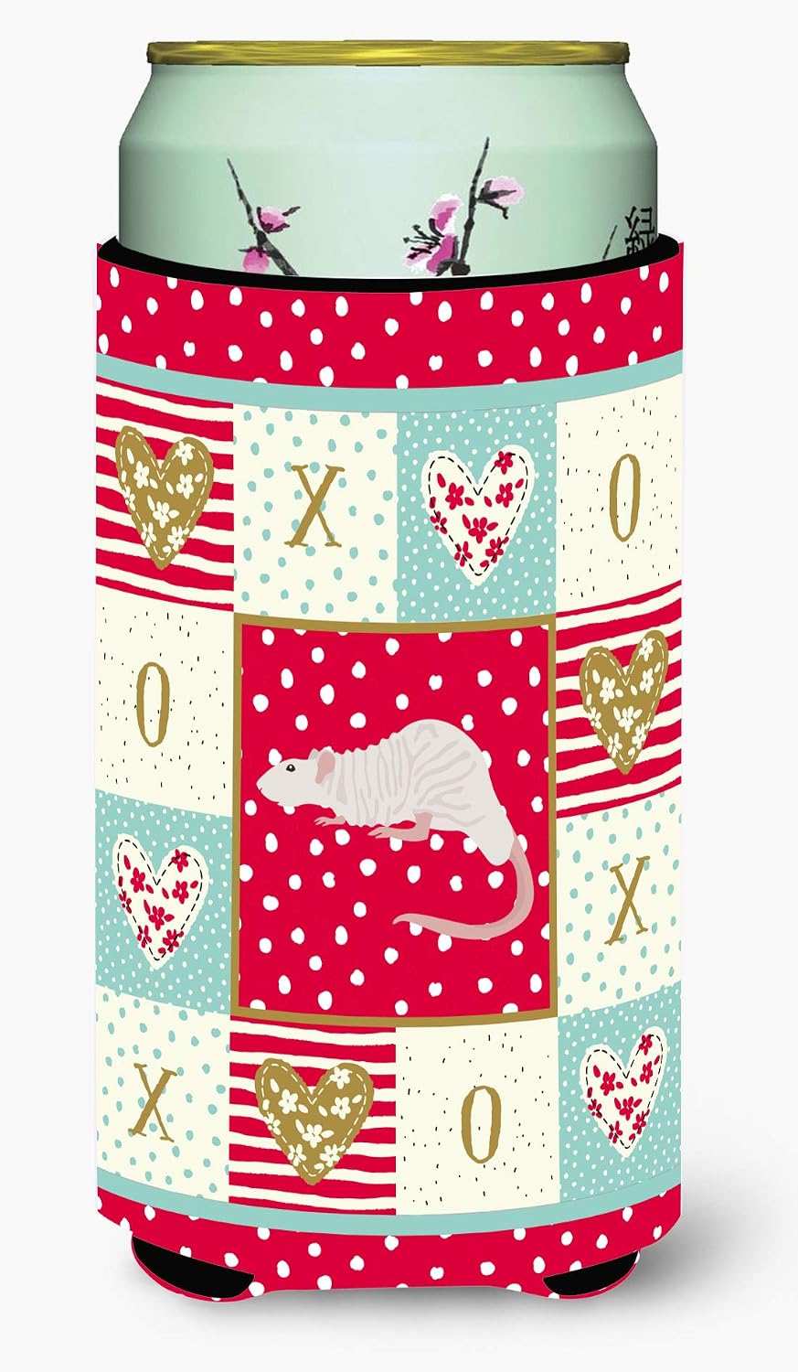 Caroline's Treasures CK5458TBC Dumbo Sphynx Rat Love Tall Boy Hugger, Red Can Cooler Sleeve Hugger Machine Washable Drink Sleeve Hugger Collapsible Insulator Beverage Insulated Holder