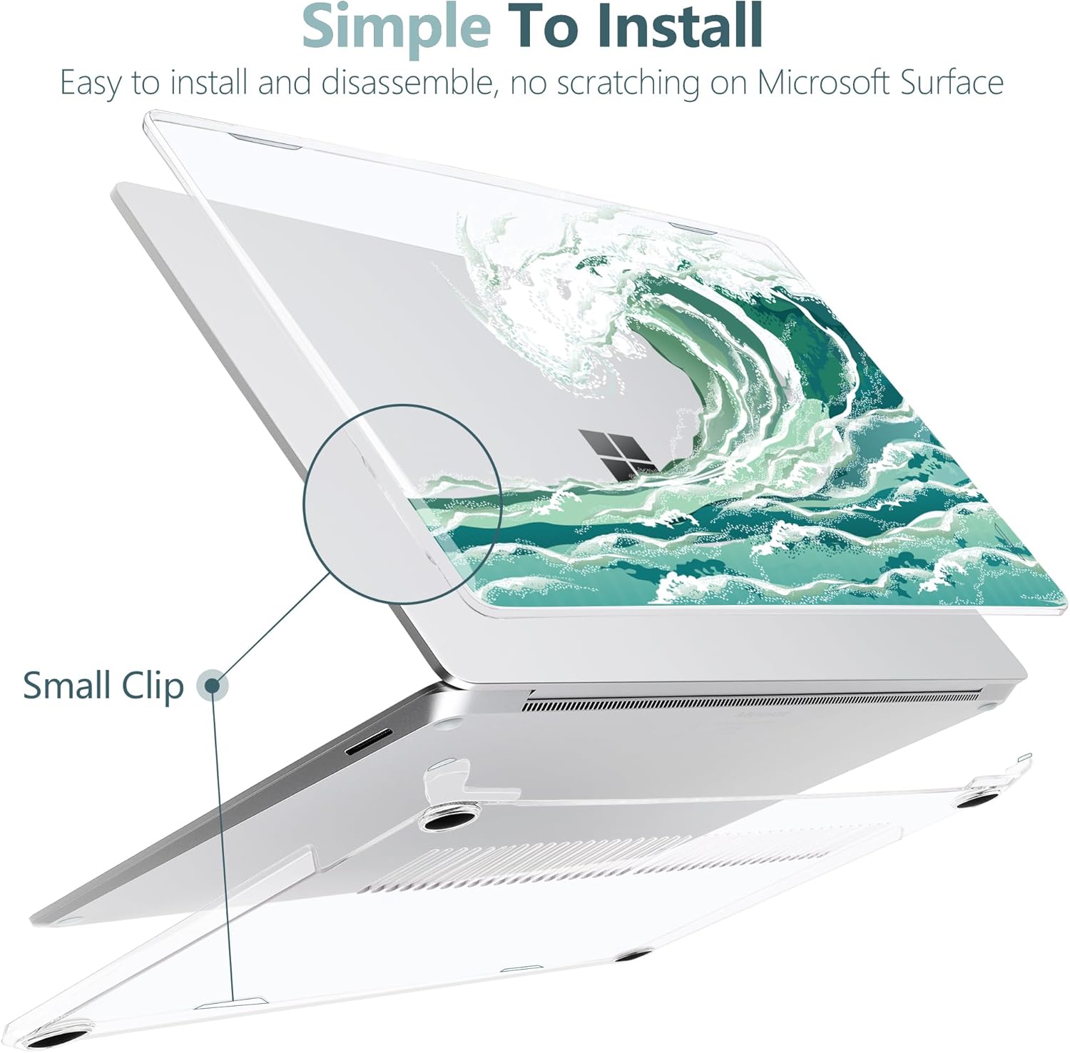 Batianda Case for Microsoft Surface Laptop 13.8" Touchscreen Copilot+ PC 2024 (7th Edition) Creative Pattern Durable Scratch-Resistant Easy Install, with Keyboard Cover & Screen Protector, Wave - Image 3